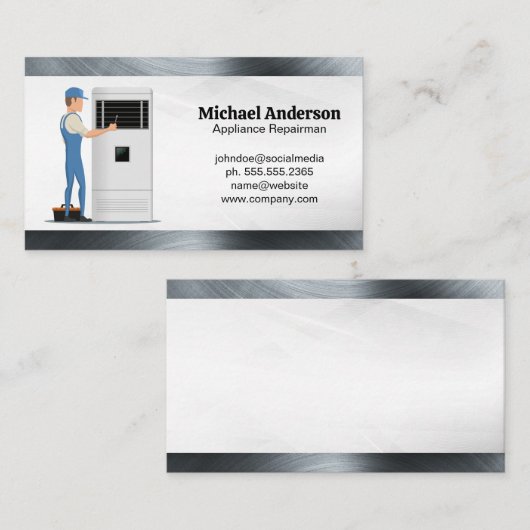 Monteur repareert airconditioning apparaten visitekaartje (Voorkant / Achterkant)