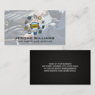 Monteur Werkt Aan Motor Met Moersleutel Visitekaartje