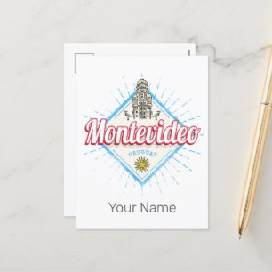 Montevideo City Uruguay Palacio Salvo Souvenir Feestdagenkaart