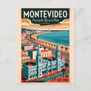 Montevideo Uruguay Retro Reisposter Kunst Briefkaart