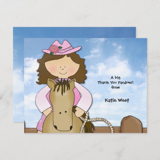 Montez-les Merci personnalisé par cow-girl/carte (Devant / Derrière)
