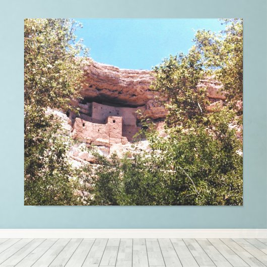 Montezuma Castle National Monument AZ Photo Design Canvas Afdruk (Insitu (Houten vloer))
