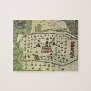 Montezuma's Aztec Empire, Antiek Wereldkaart, 1577 Legpuzzel