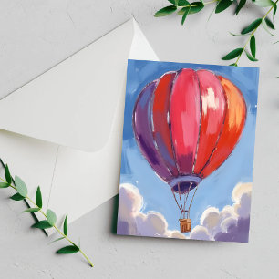 Montgolfière Carte de peinture à l'aquarelle rou