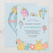 montgolfière mignonne Invitation Anniversaire (Devant / Derrière)
