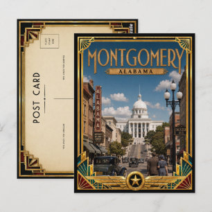 Montgomery Alabama Vintage Art Deco Gouden Tijdper Briefkaart