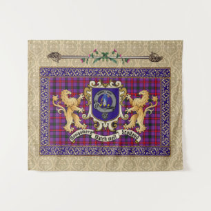 Montgomery Clan Badge & Tartan met leeuwen Wandkleed
