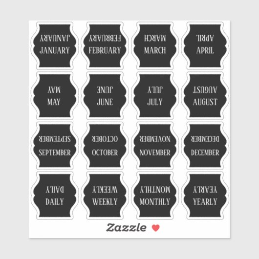 Monthly Index Tab Black Bujo Planner Foldable Sticker (Vel)