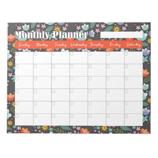 Monthly Planner Spring Colorful Flowers Notitieblok (Voorkant)