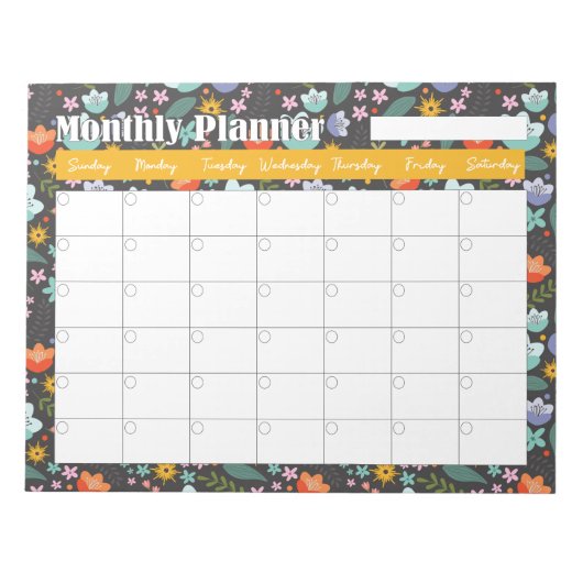 Monthly Planner Spring Colorful Flowers  Notitieblok (Voorkant)
