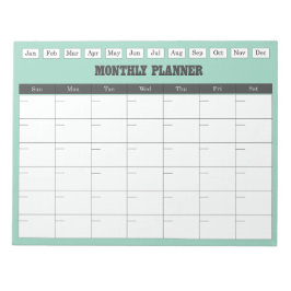 Monthly Planner Teal Simple Calendar Notitieblok