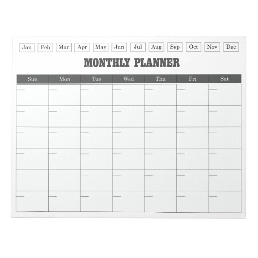 Monthly Planner White Simple Calendar Notitieblok (Voorkant)