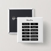 Months of the year vierkante button 5,1 cm (Voorkant /achterkant)
