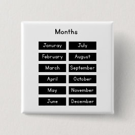Months of the year vierkante button 5,1 cm