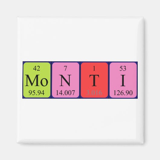 Monti periodieke table name magnet magneet (Voorkant)
