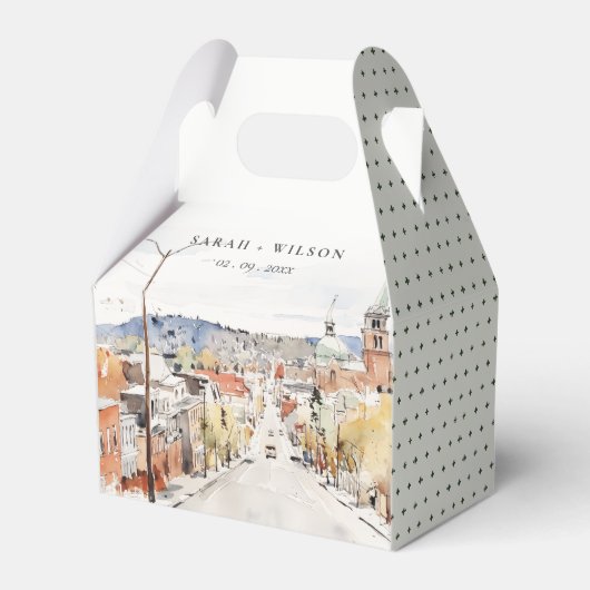 Montpelier City Scape Vermont Waterverf bruiloft Bedankdoosjes (Voorkant Zijde)