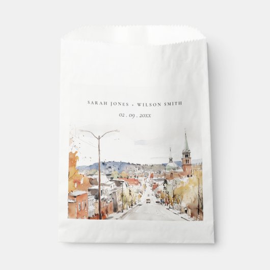 Montpelier City Scape Vermont Waterverf bruiloft Bedankzakje (Voorkant)