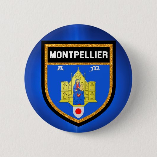 Montpellier Flag Ronde Button 5,7 Cm (Voorkant)