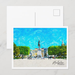 Montpellier Frankrijk Mooi olieverflandschap Briefkaart