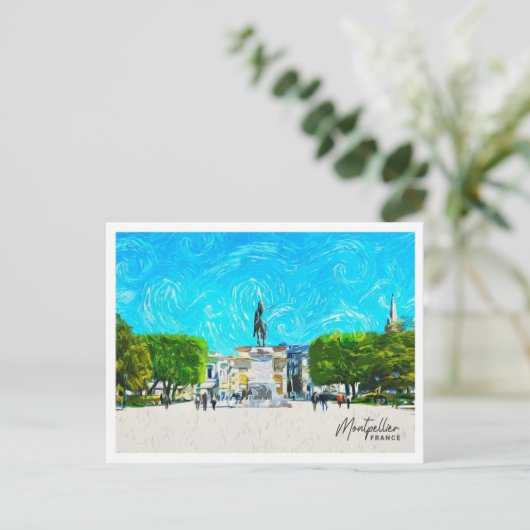Montpellier Frankrijk Mooi olieverflandschap Briefkaart (Staand voorkant)