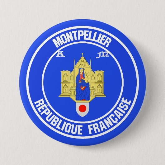 Montpellier Round Emblem Ronde Button 7,6 Cm (Voorkant)