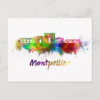 Montpellier skyline in waterverf briefkaart