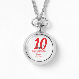 Montre 10e anniversaire ajouter nom date année rouge modè