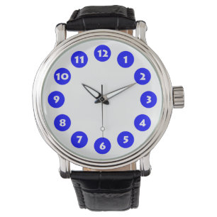 Montre 12 Spots - Bleu sur blanc