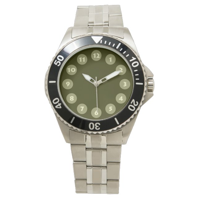 Montre 12 Spots - Kaki et Olive foncé (devant)