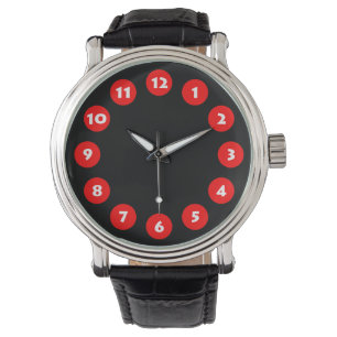 Montre 12 Spots - Rouge sur Noir