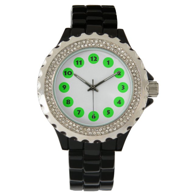 Montre 12 Spots - Vert sur blanc (devant)
