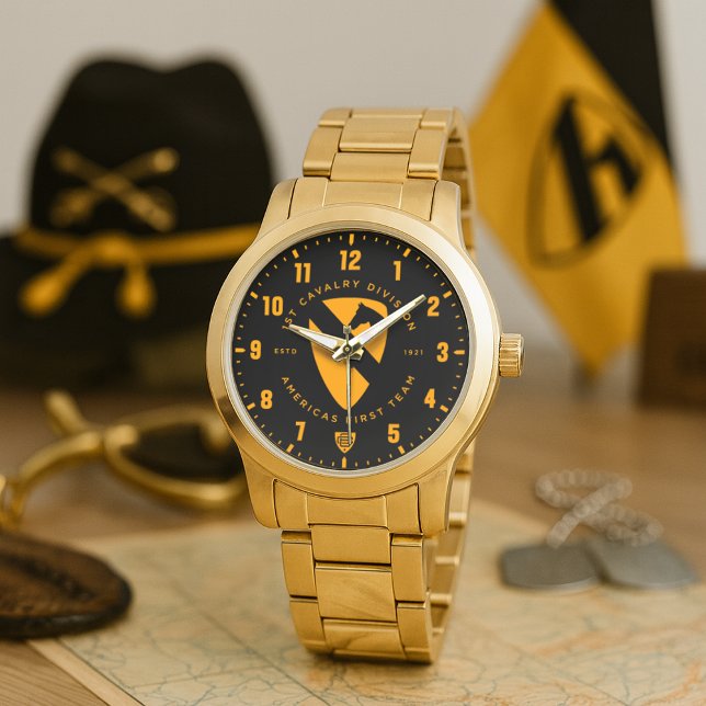 Montre 1st Cavalry Division "Americas First Team" Tribute (1st Cavalry Division "America's First Team" Tribute Gold Stainless Steel Watch)