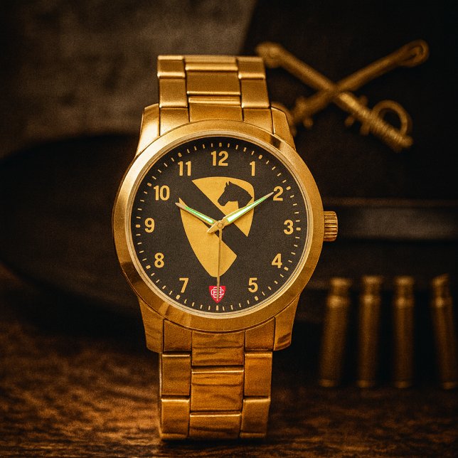 Montre 1st Cavalry Division Tribute Gold (1st Cavalry Division Tribute Gold Stainless Steel Wristwatch )