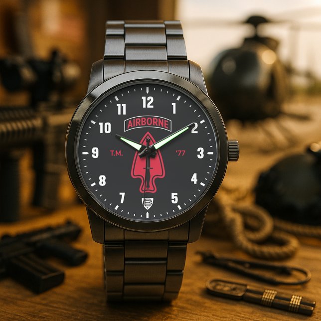 Montre 1st SFOD-D "Delta Force" Commemorative Custom (1st SFOD-D "Delta Force" Commemorative Black Personalized Stainless Steel Watch )