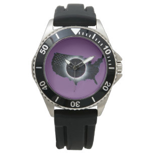 Montre 2017 Total Solaire Eclipse Black Rubber Strap Watc