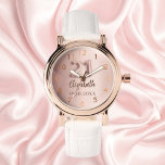 Montre 21e anniversaire rose nom or<br><div class="desc">Un cadeau pour un 21ème anniversaire. Couleur arrière - plan rose or dégradé. Ajouter un nom,  une date</div>