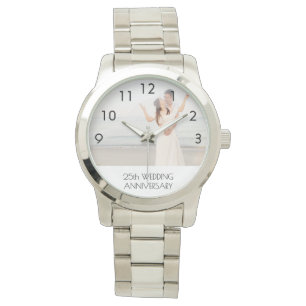 Montre 25e anniversaire du mariage photo du couple argent