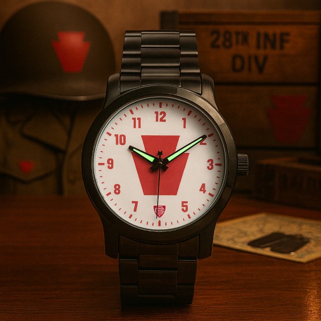 Montre 28th Infantry Division "Bloody Bucket" Black (28th Infantry Division Bloody Bucket Tribute Black Stainless Steel Watch)