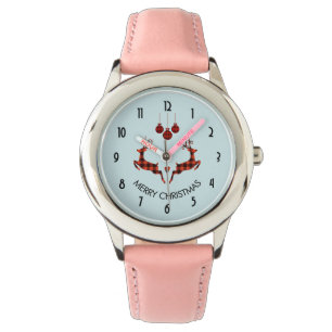 Montre 2 cerfs de Noël saut de style rustique