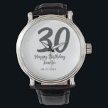 Montre 30e anniversaire ajouter nom date année noir modèl<br><div class="desc">conception modifiable</div>
