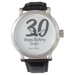 Montre 30e anniversaire ajouter nom date année noir modèl