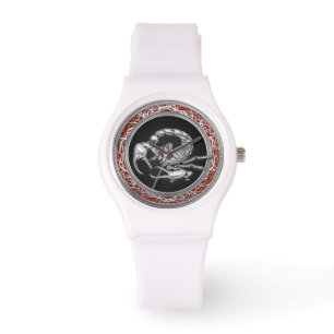 Montre [400] Scorpion d'argent sacré sur noir