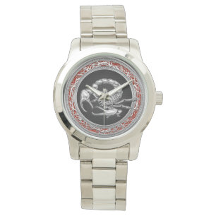 Montre [400] Scorpion d'argent sacré sur noir