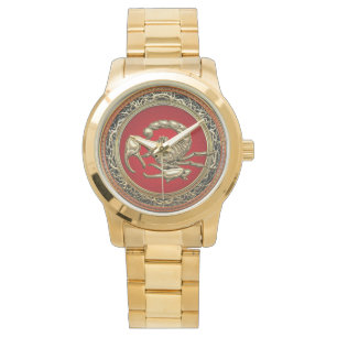 Montre [400] Scorpion d'or sacré sur le rouge