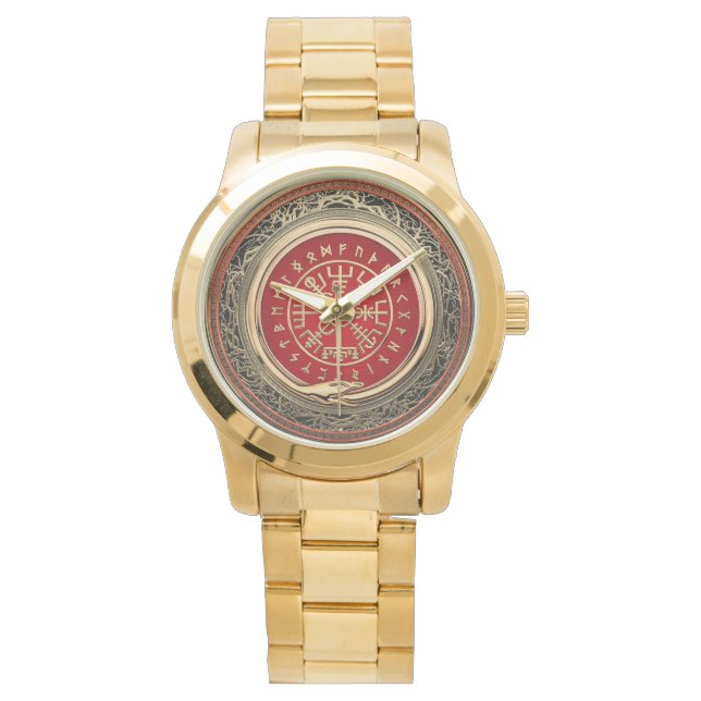 Montre [400] Vegvisir - Viking Gold Magic Runic Compass (devant)