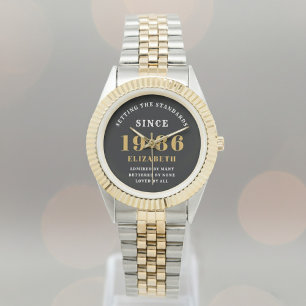 Montre 40e anniversaire 1986 Élégant Noir Blanc Chic
