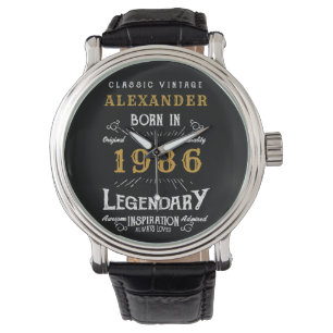 Montre 40e anniversaire Personnalisé Né 1986 Vintage Noir