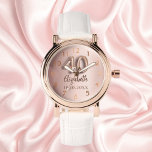 Montre 40e anniversaire rose nom or<br><div class="desc">Un cadeau pour un 40e anniversaire. Couleur arrière - plan rose or dégradé. Ajouter un nom,  une date</div>