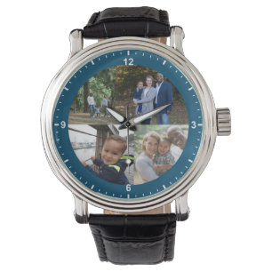 Montre 4 Photos de famille Modèle Bleu simple Bordure Tu