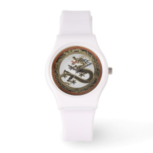 Montre [500] Dragon oriental sacré noir et or